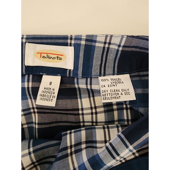 TALBOTS Blue Gray Plaid Wrap Style Lightweight Academic Preppy Skirt SZ 8 - Picture 6 of 6